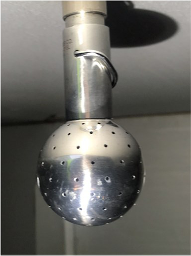 Cleaning nozzle for 10 m3 water tank.